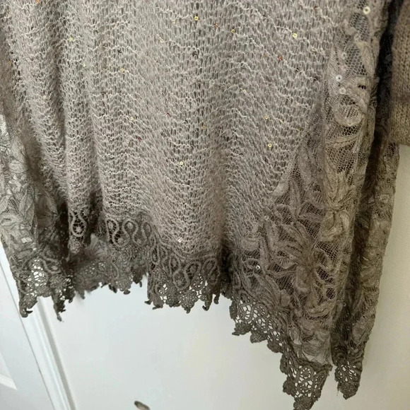 Women’s boho fairy Italian made knit  sweater flowy lace M Fairycore boho artsy - Picture 4 of 5